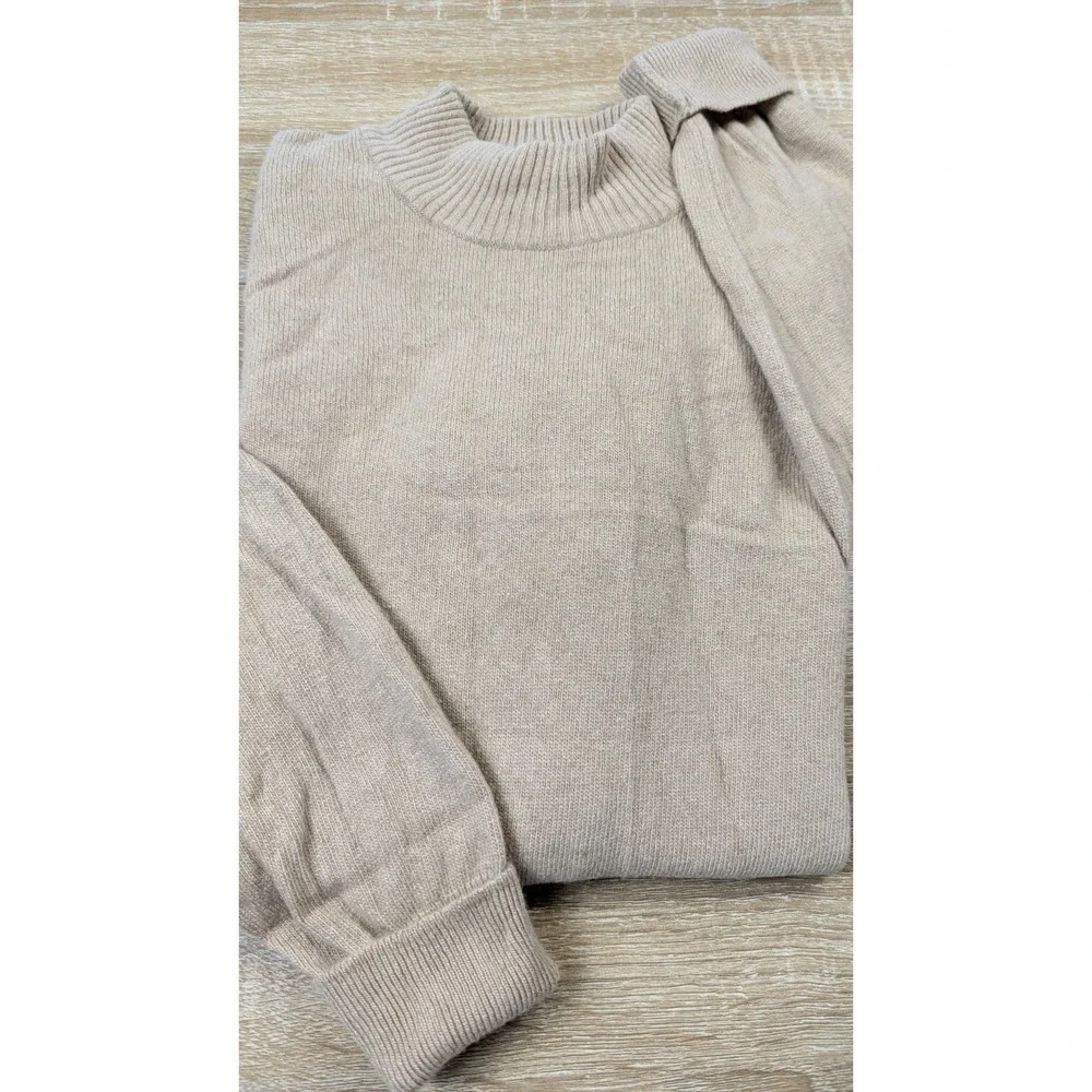 Lyle‎ And Scott Sweater Tan Mockneck Pure Cashmere Old Money Womens Size 38